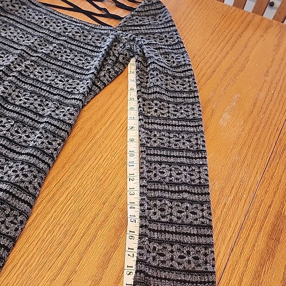 Free People Black and Gray Long Sleeve Dress - Picture 5 of 12